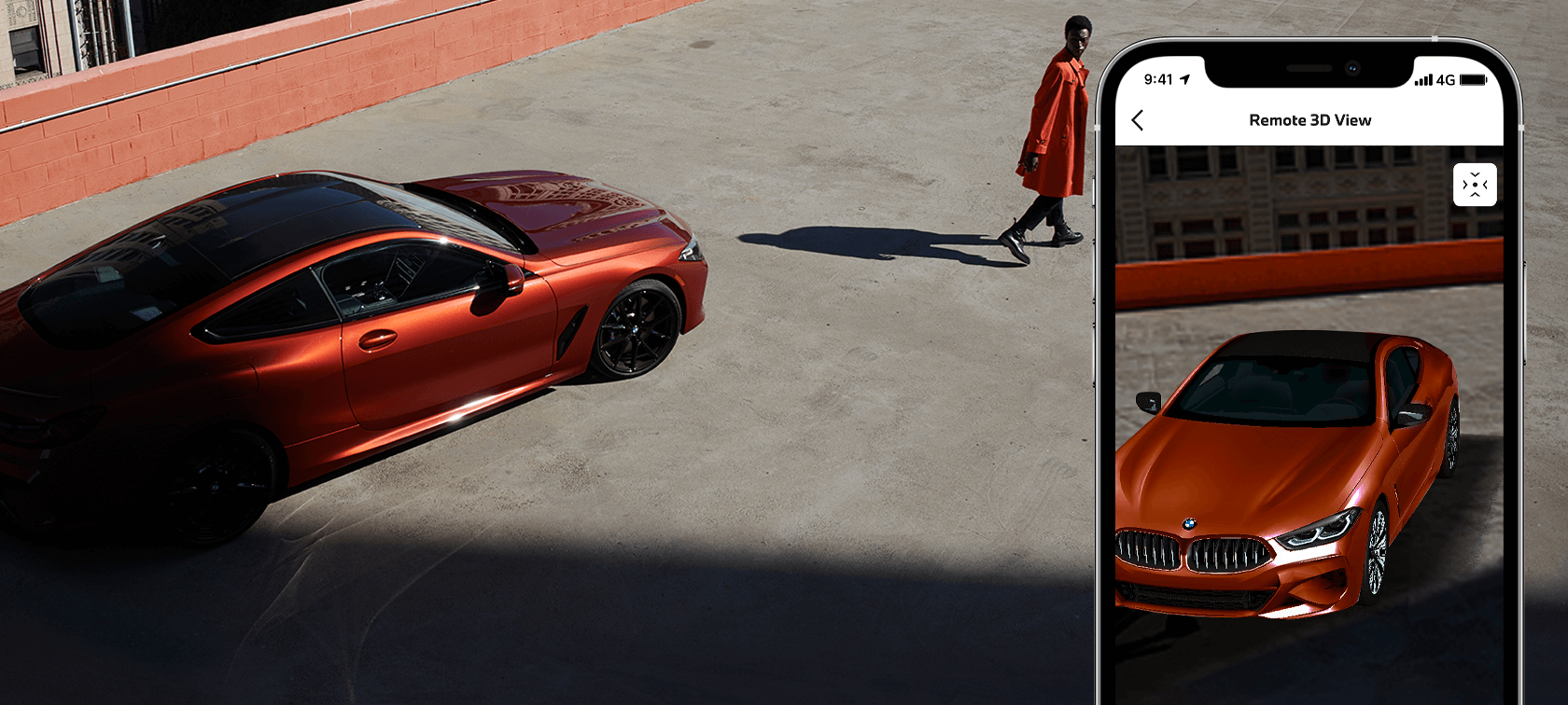 My BMW App auto altijd in de gaten houden – bovenaanzicht BMW met persoon My BMW App auto altijd in de gaten houden – bovenaanzicht BMW met persoon